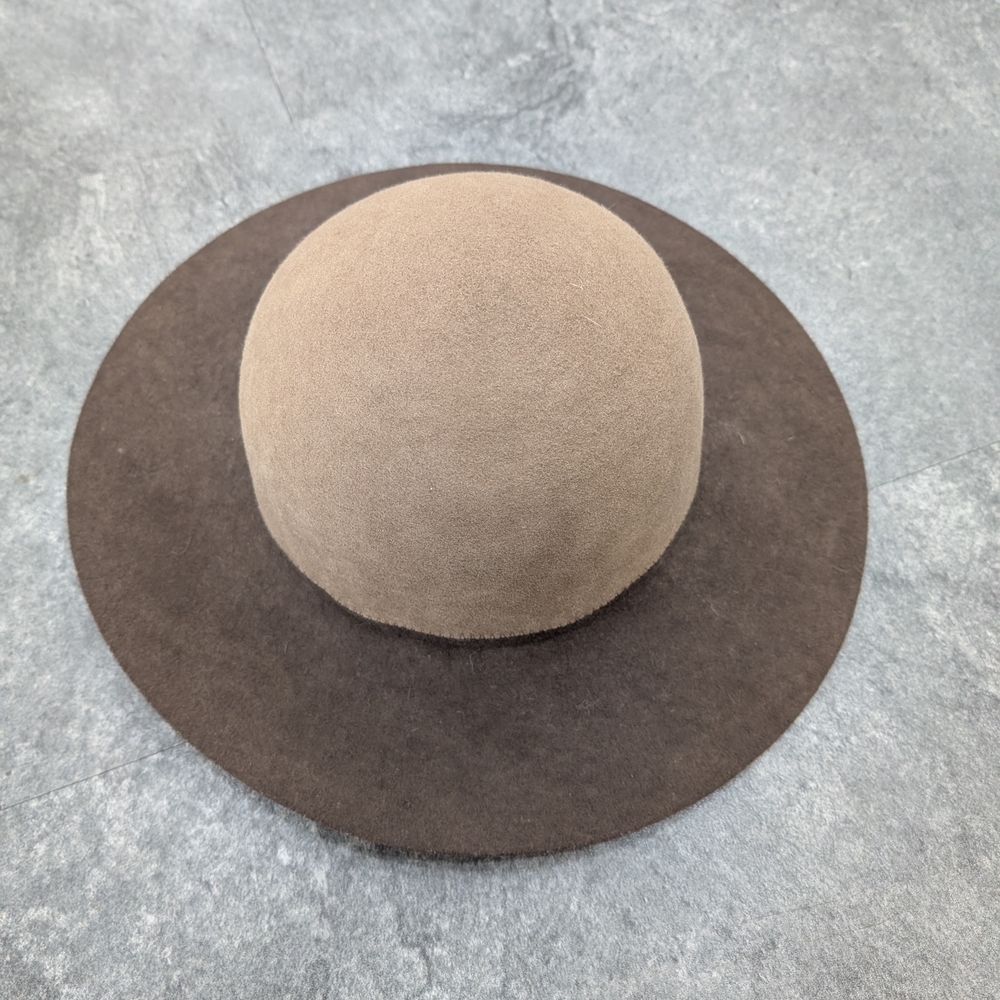Stylish Brown and Tan Wide-Brimmed Hat